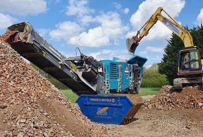 Digger and concrete crusher